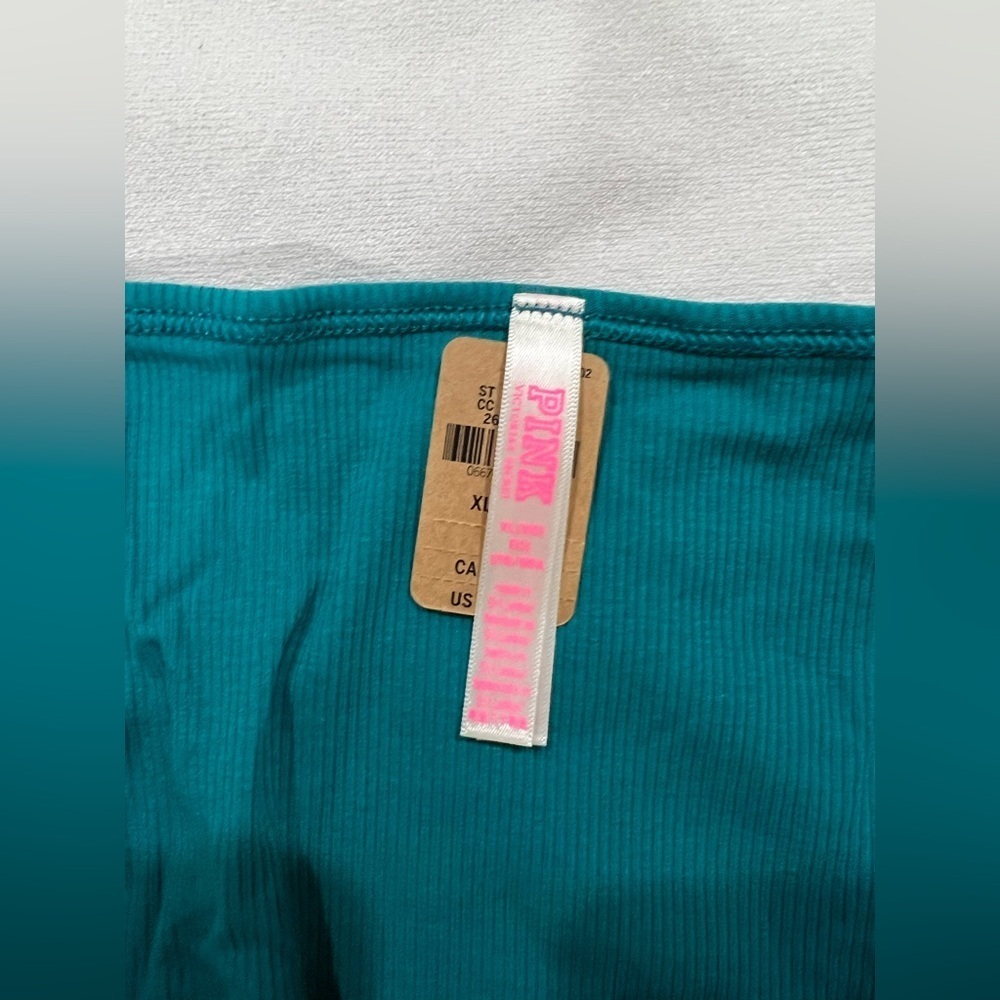 NEW NIP VS PINK victoria secret bikini panty underwear XL teal flower high leg - Picture 3 of 6